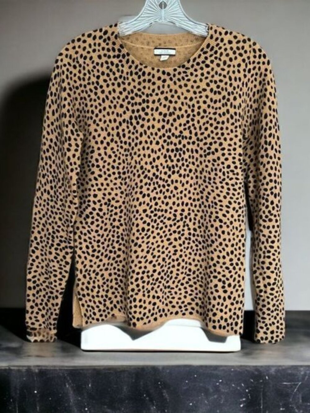 J. Crew 100% Cashmere Sweater - Cheeta Print - XS- MINT Condition